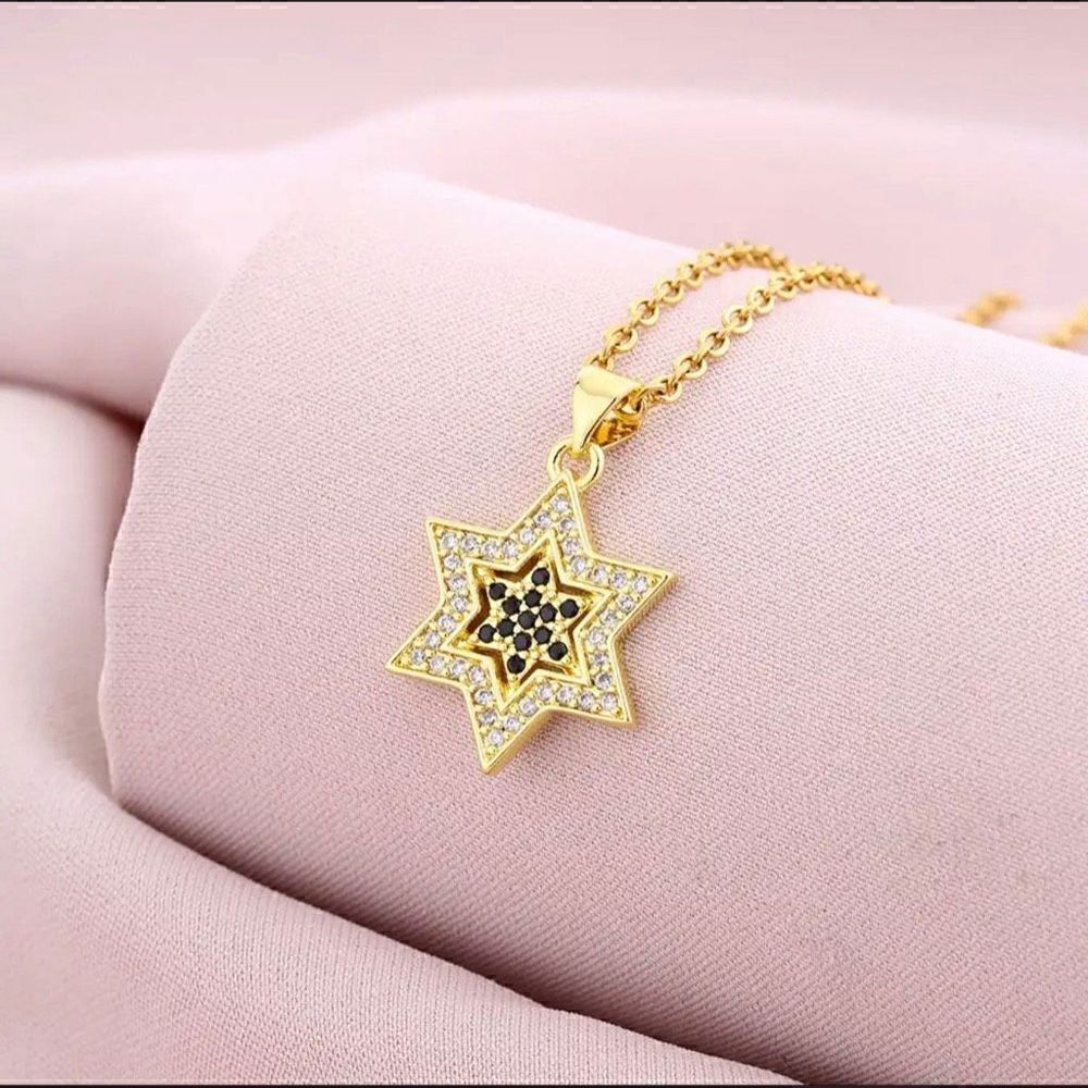 Trendy Magen David Star Pendant Necklace Israel Jewish Stainless Steel Chain Sta
